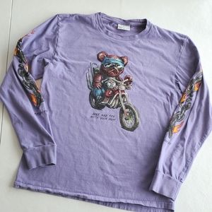 Teddy Fresh Just Had Tea With Your Mom  Purple Long Sleeve T-shirt Size M